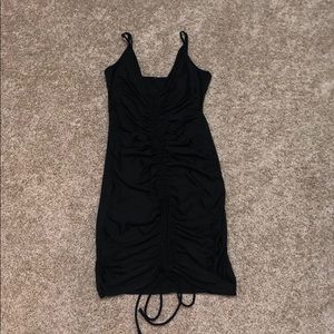 Ruched Black Bodycon Midi dress